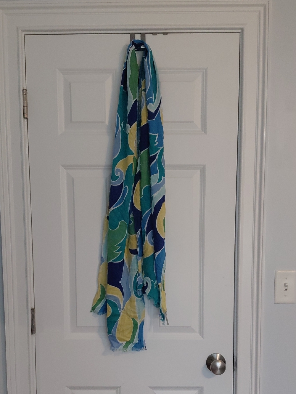 Talbots Lightweight Blue, Green, Yellow Patterned Scarf